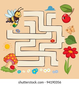 Vector illustration, beautiful educative maze, card concept.