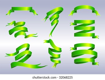 Vector illustration of  beautiful, elegant green ribbon icons. You can decorate your website, application or presentation with it.