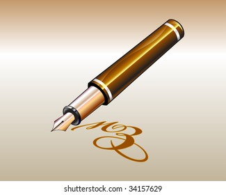 Vector Illustration of the beautiful, elegant pen and signature.