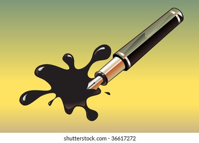 Vector Illustration of the beautiful, elegant pen and blot.