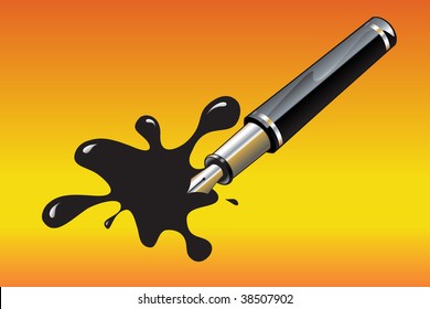 Vector Illustration of the beautiful, elegant pen and blot.