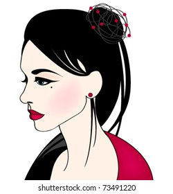 Vector illustration of beautiful elegant woman's portrait
