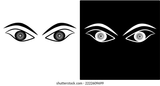 vector illustration of beautiful eyes, isolated on a black and white background design