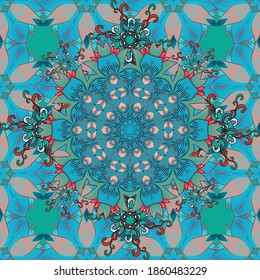 Vector illustration. Beautiful fabric pattern. Seamless floral pattern with nice doodles flowers. Cute Floral pattern in the small flower.
