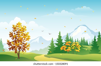 Vector illustration of a beautiful fall landscape