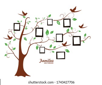 Vector Illustration Of Beautiful Family Forever Photo Tree