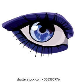 Vector illustration beautiful female eye isolated on white