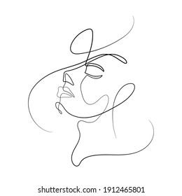 Vector Illustration of Beautiful Female Face Line Art Drawing. Good for Cover, Poster, T-Shirt, Graphic Design Print, and others.