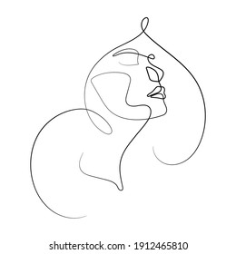 Vector Illustration of Beautiful Female Face Line Art Drawing. Good for Cover, Poster, T-Shirt, Graphic Design Print, and others.