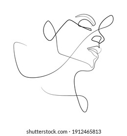 Vector Illustration of Beautiful Female Face Line Art Drawing. Good for Cover, Poster, T-Shirt, Graphic Design Print, and others.