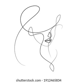 Vector Illustration of Beautiful Female Face Line Art Drawing. Good for Cover, Poster, T-Shirt, Graphic Design Print, and others.