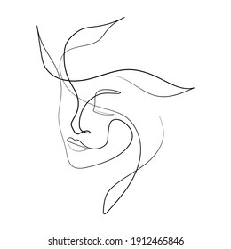 Ilustración vectorial del bello dibujo de arte en línea facial femenino. Es bueno para portada, afiche, camiseta, diseño gráfico impreso y otros.