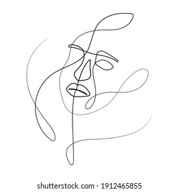 Vector Illustration of Beautiful Female Face Line Art Drawing. Good for Cover, Poster, T-Shirt, Graphic Design Print, and others.