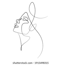 Vector Illustration of Beautiful Female Face Line Art Drawing. Good for Cover, Poster, T-Shirt, Graphic Design Print, and others.