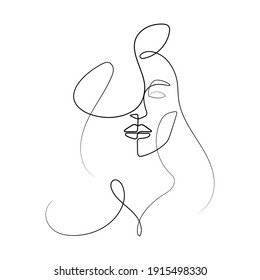 Vector Illustration of Beautiful Female Face Line Art Drawing. Good for Cover, Poster, T-Shirt, Graphic Design Print, and others.