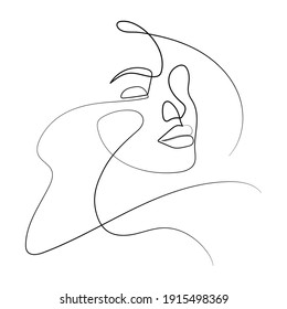 Vector Illustration of Beautiful Female Face Line Art Drawing. Good for Cover, Poster, T-Shirt, Graphic Design Print, and others.