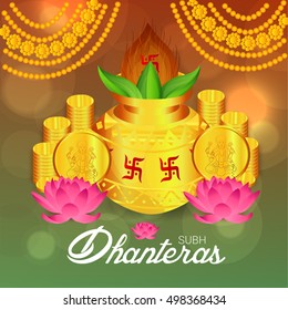 Vector illustration of Beautiful Festival Background for Shubh Dhanteras Offer Celebration.