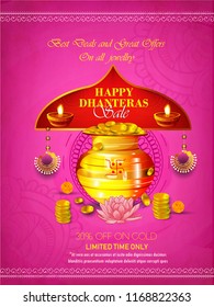 Vector illustration of Beautiful Festival for Shubh Dhanteras celebration jewellery Sale promotion Vector illustration of Beautiful Festival for Shubh Dhanteras celebration jewellery Sale promotion