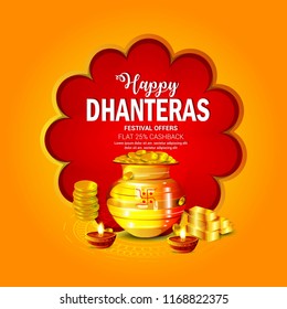 Vector illustration of Beautiful Festival  for Shubh Dhanteras celebration jewellery Sale promotion