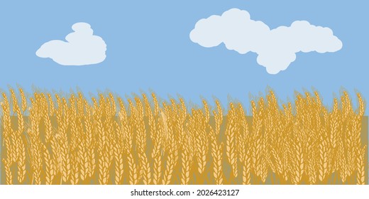Ilustración vectorial de un hermoso campo con trigo maduro