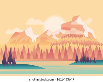 Vector illustration of beautiful fields landscape