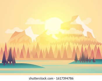 Vector illustration of beautiful fields landscape