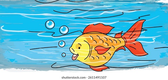 Vector illustration beautiful fish under the water