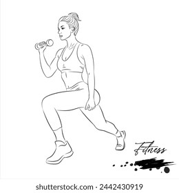 Vector Illustration of beautiful fitness woman exercising in the gym