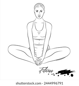Vector Illustration of beautiful fitness woman exercising in the gym