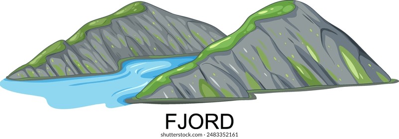 Vector illustration of a beautiful fjord