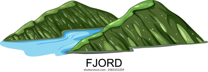 Vector illustration of a beautiful fjord