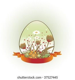 Vector Illustration of beautiful floral background decorated with Easter Egg shape.