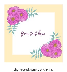 Vector illustration of a beautiful floral border with flowers for wedding invitations and birthday cards