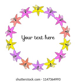 Vector illustration of a beautiful floral border with flowers for wedding invitations and birthday cards