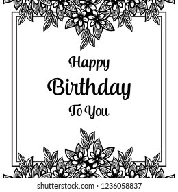 Vector illustration of a beautiful floral border for birthday card