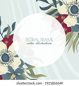 Vector illustration of a beautiful floral border with flowers.
