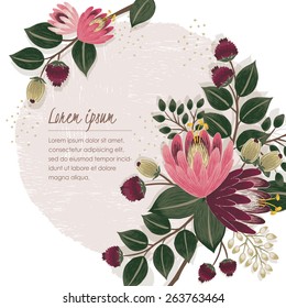 Vector illustration of a beautiful floral border with spring flowers. white background