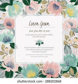 Vector illustration of a beautiful floral border with spring flowers for invitations and birthday cards