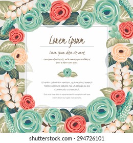 Vector illustration of a beautiful floral border with spring flowers for invitations and birthday cards