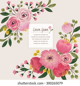 Vector illustration of a beautiful floral border with spring flowers for invitations and birthday cards