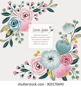 Vector illustration of a beautiful floral border with spring flowers for invitations and birthday cards