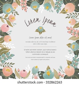 Ilustración vectorial de un bello borde floral con flores de primavera para invitaciones y tarjetas de cumpleaños