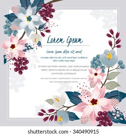 Vector illustration of a beautiful floral border in winter for Happy New Year and Merry Christmas cards