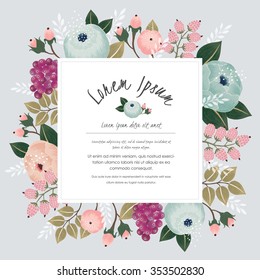 Vector illustration of a beautiful floral border with flowers for wedding invitations and birthday cards