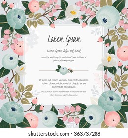 Vector illustration of a beautiful floral border with spring flowers for invitations and birthday cards