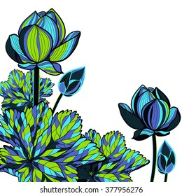 Vector illustration of a beautiful floral border with spring flowers. 