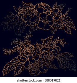 Ilustración vectorial de un hermoso borde floral con flores primaverales. Trato a mano dulce. 