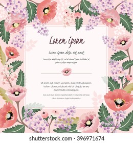 Vector illustration of a beautiful floral border with spring flowers for invitations and birthday cards