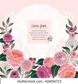 Vector illustration of a beautiful floral border with spring flowers for invitations and birthday cards