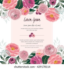 Vector illustration of a beautiful floral border with spring flowers for invitations and birthday cards